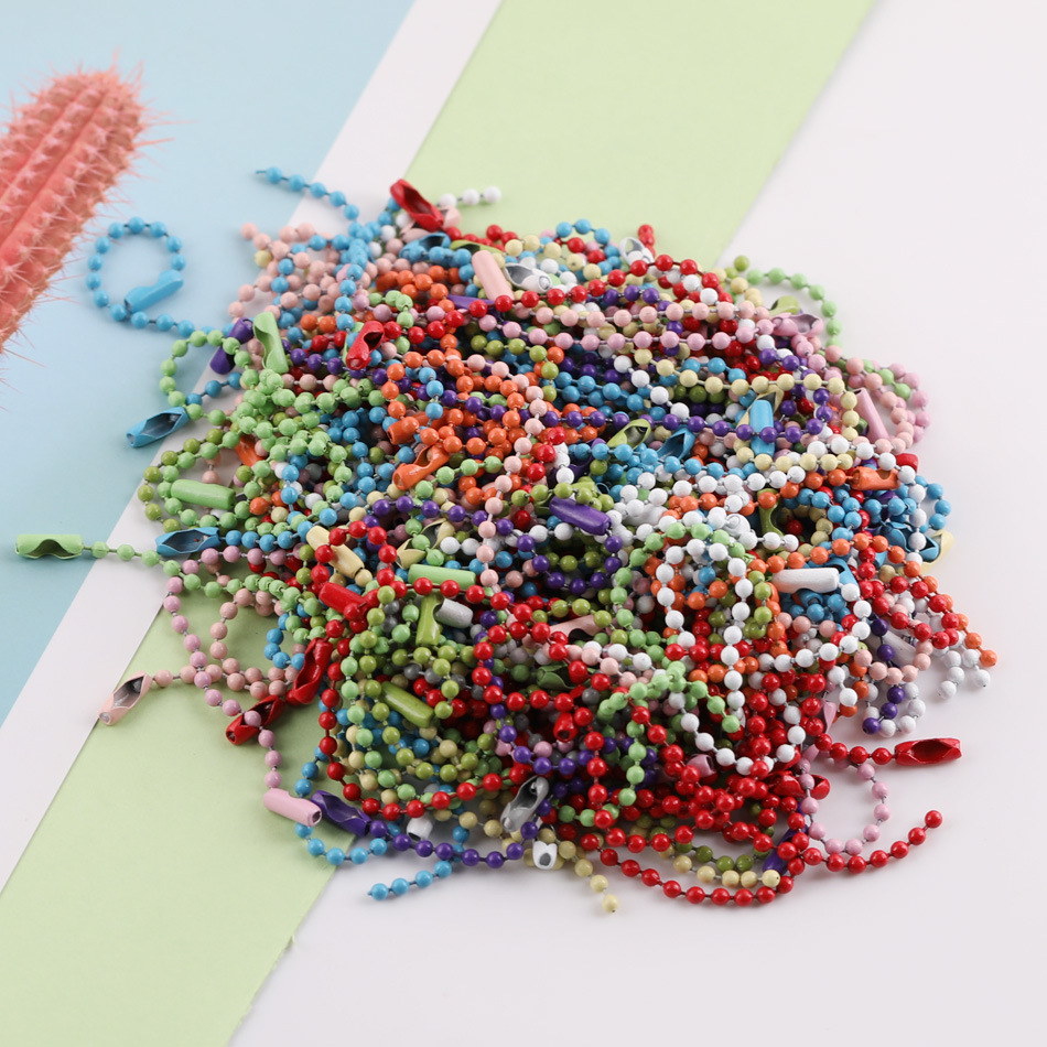 DIY Jewelry Accessories Bead Chain 10cm Round Bead Iron Bead Chain Wave Chain Painted Colorful Tag Chain Pendant Guka Chain
