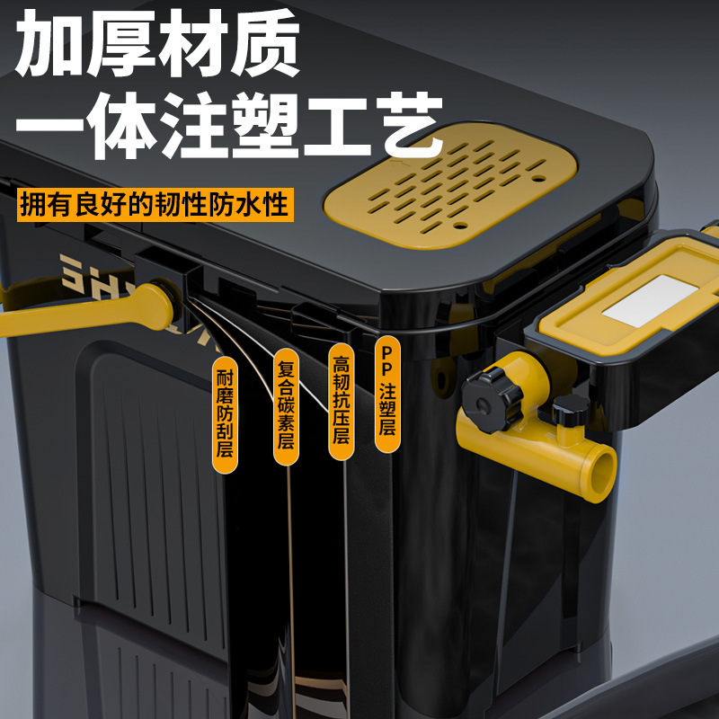 Camper Multi-functional Fishing Bucket Seatable Fishing Box Fish Bucket New Full Set Fishing Bucket Fishing Equipment Black Gold Fishing Box