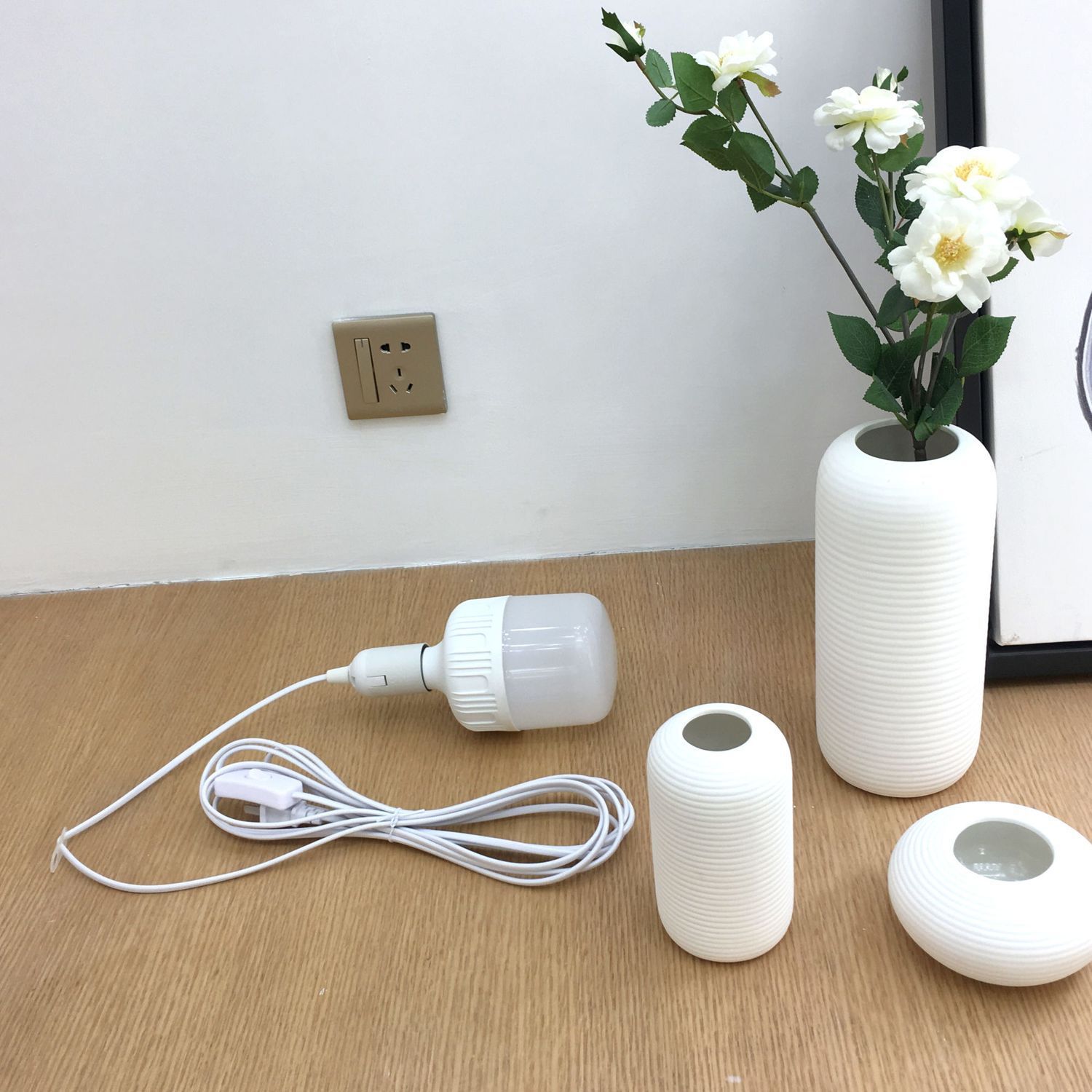 Led Energy-Saving Wired Light Bulb Plug-In Lamp Household Table Lamp Bedroom Bedside Lamp Switch Room Night Light Multi-Function