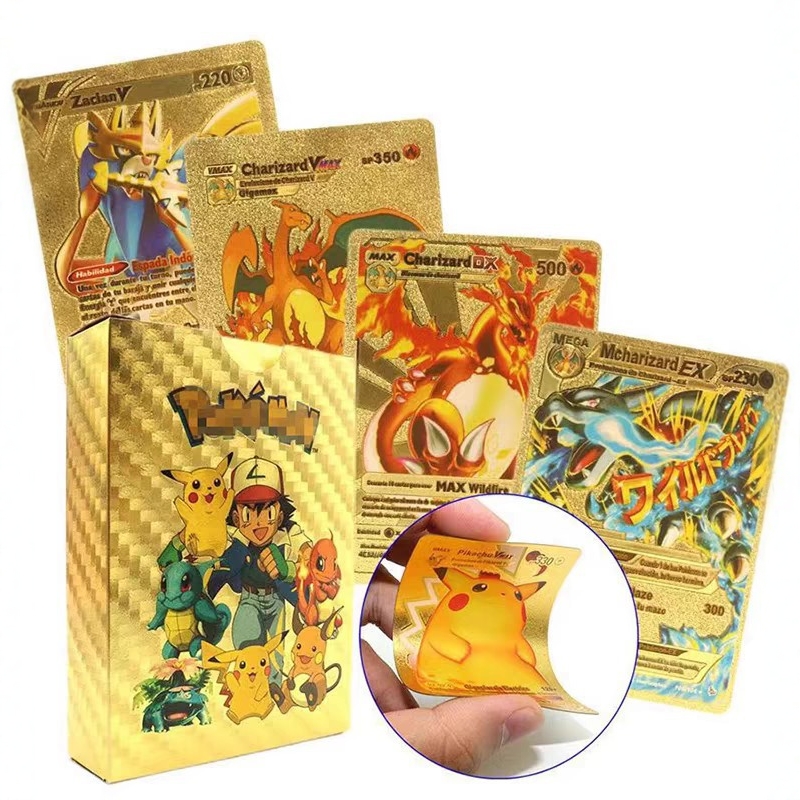 Новая партия Нержавеющая сталь Английская металлическая карта Покемон Бэка Покемон карта Супер мечта огонь
