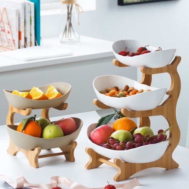 Многоуровенная деревянная подставка для фруктов, двухуровенная сушилка для фруктов
