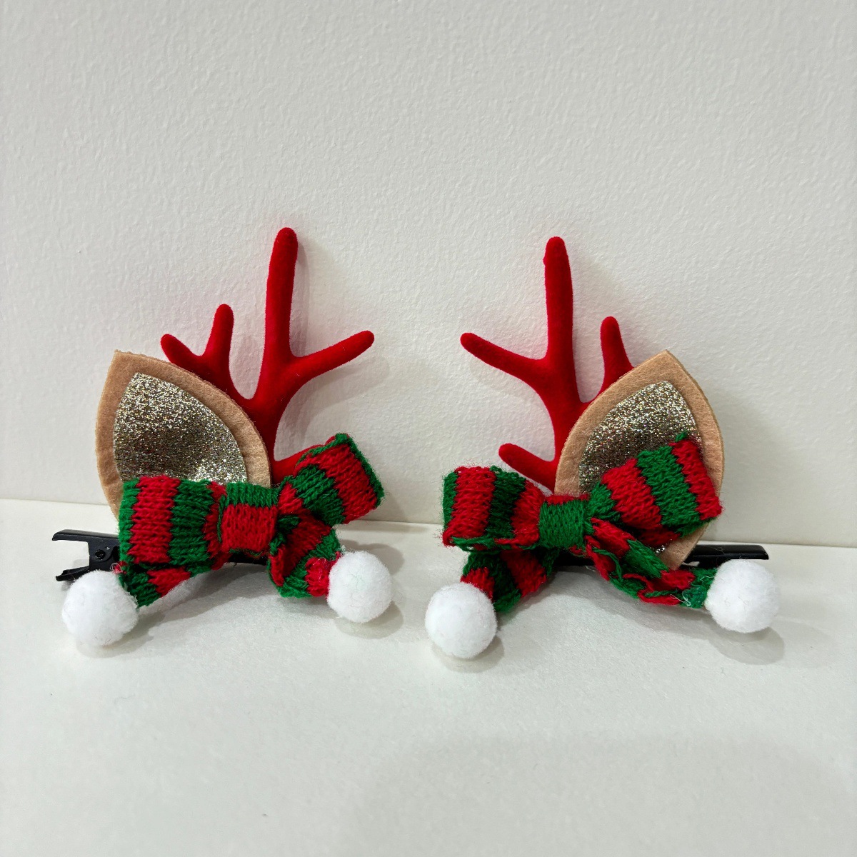 2025 New Christmas Children's Red Scarf Antlers Elk Headwear Girls Hairpin Santa Claus Hairpin