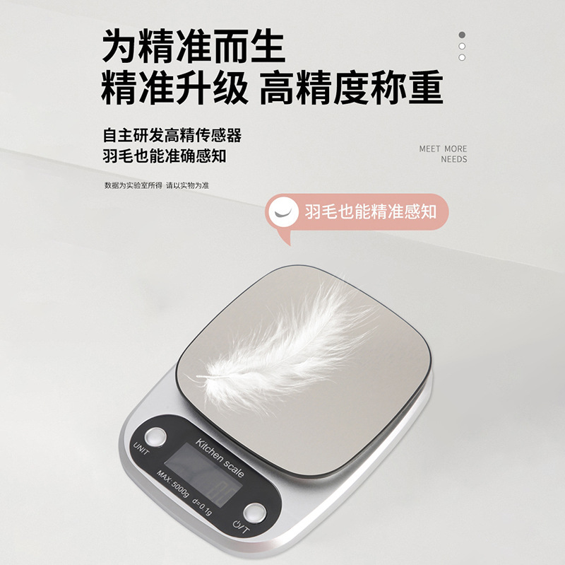 New Kitchen Scale Accurate Small High-Precision Electronic Scale Stainless Steel Battery Medicinal Coffee Baking Scale