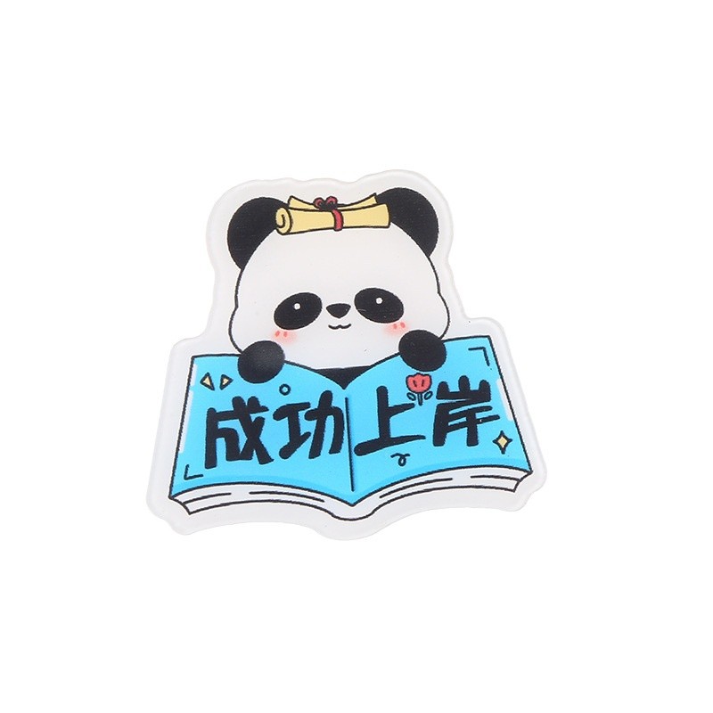 Cute Cartoon Panda Acrylic Brooch Student Blessing Text Badge Backpack Accessory Children's Decoration Gift