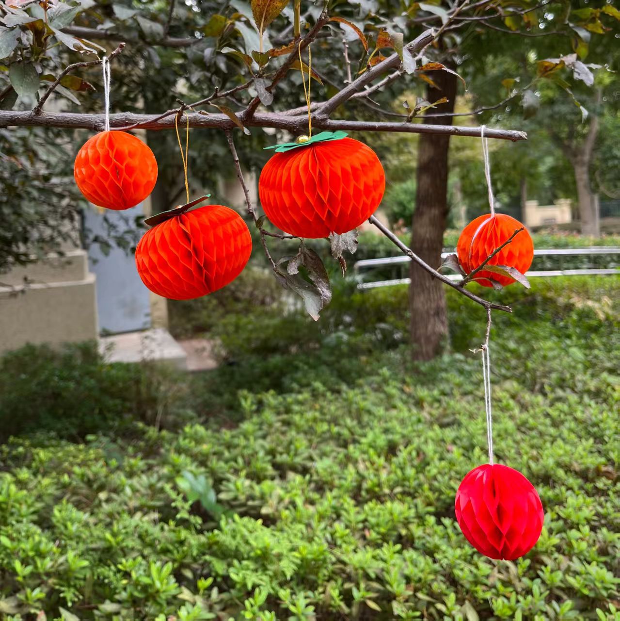 Декорация из бумаги в форме хурмы, оранжевая соты, украшение для свадебного зала, декор из бумаги, цветок бонсай, подвеска Руйси хурма