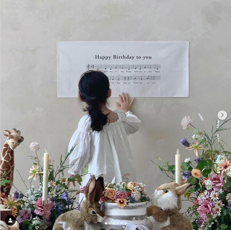 ins style simple letters happy birthday hanging cloth Mori children's birthday party scene layout tapestry