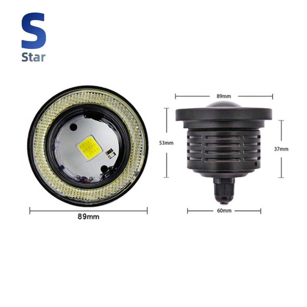Cross-border General Motors Fog Lamp Dual Light COB Angel Eye Fog Lamp 89mm Modified LED Lens Fish Eye Daylight