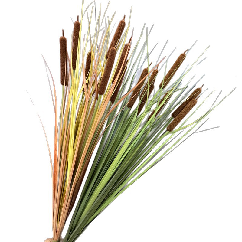Artificial Cattail Grass Bunches, Onion Grass, Indoor Landscaping Artificial Reed Grass Green Plants