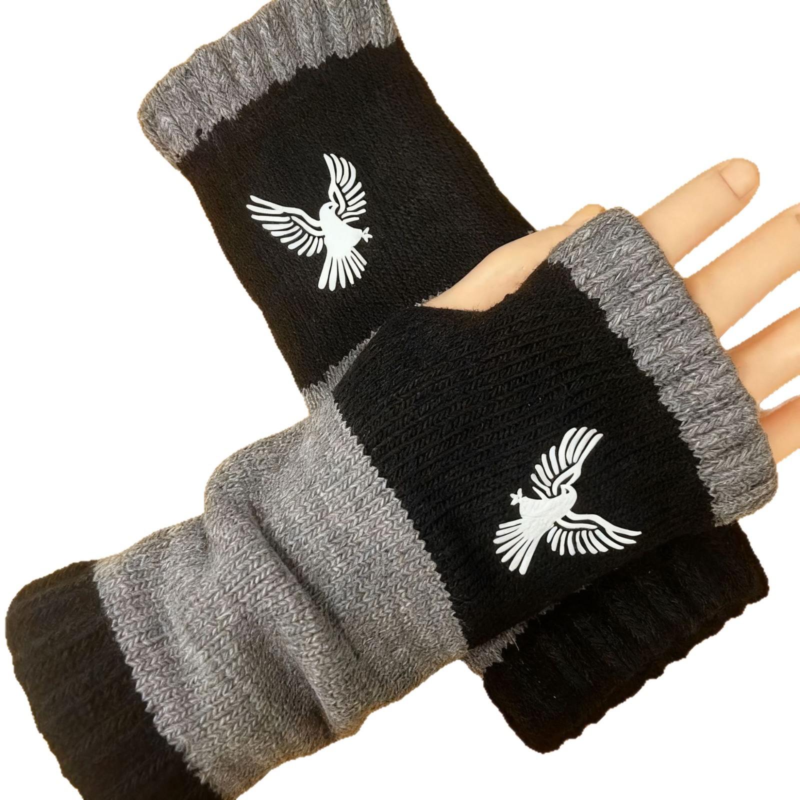 Cross-Border Autumn and Winter New Fashion Warm Patchwork Embroidered Gloves, Popular on Amazon and Wish Independent Sites