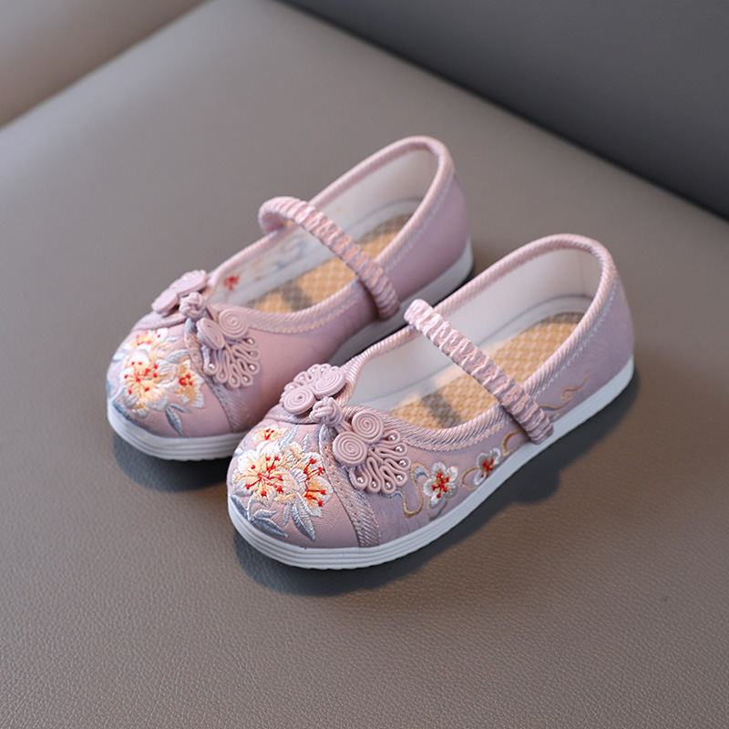 Old Beijing Children's Cloth Shoes Girls' Embroidered Shoes Chinese Style Children's Ancient Dress Shoes Baby Handmade Cloth Shoes Hanfu Shoes