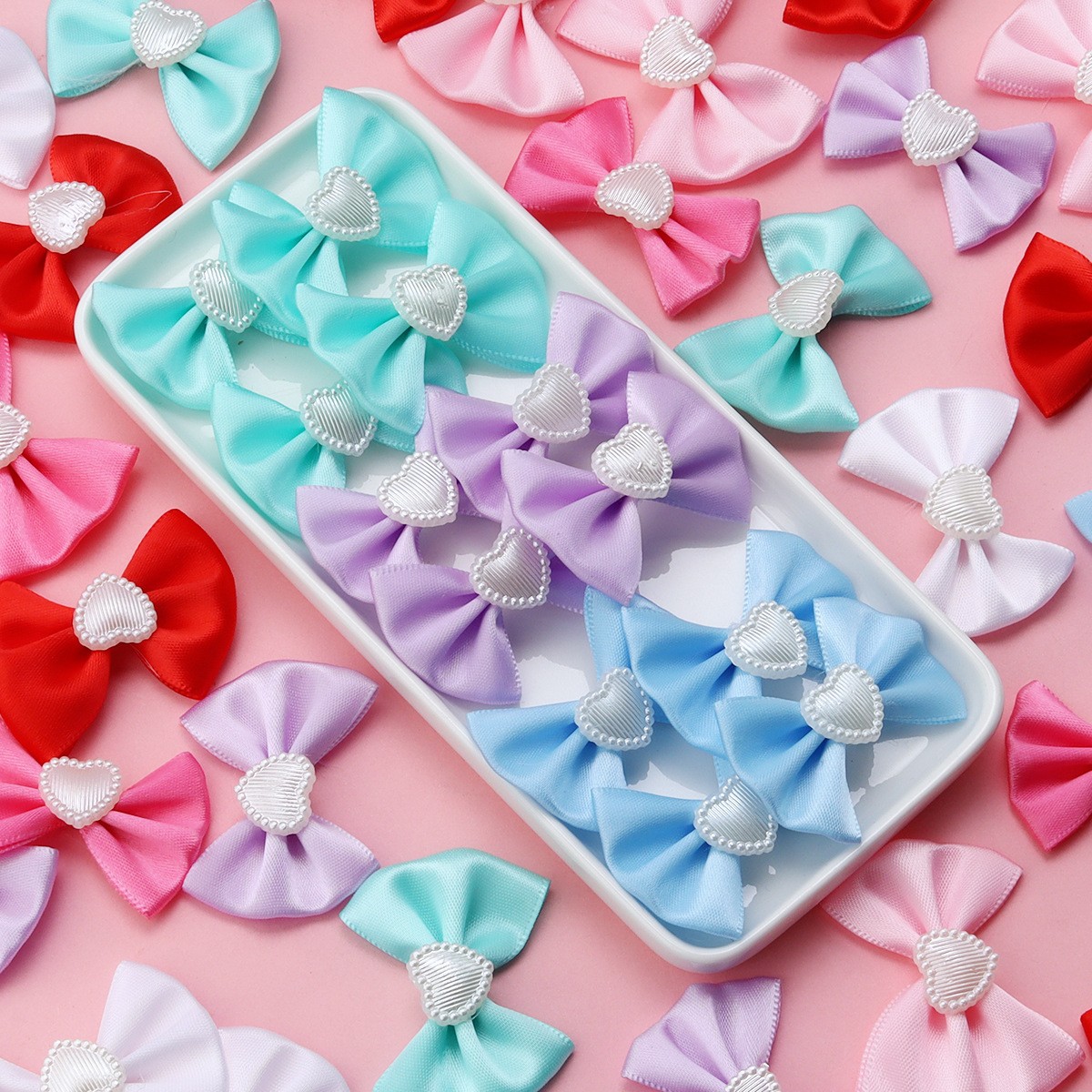 Polyester with Peach Heart Bow Wedding Gift Wedding Candy Box Material Accessories Plush Doll Toys Clothing Accessories
