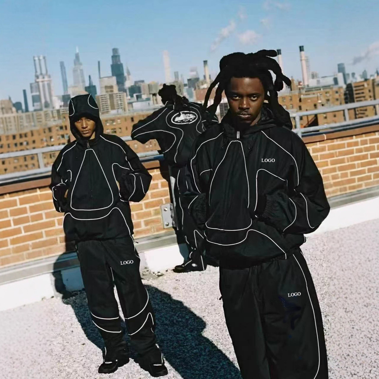 Кросс-бодерная куртка с капюшоном Nk Alcatraz совместного бренда для мужчин и женщин ветровка водонепроницаемая с отражающей полосой верхние брюки