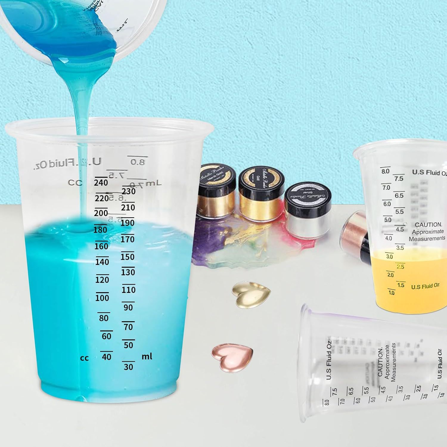 Cross-border 8 oz transparent plastic measuring cup mixed paint pigment epoxy resin mixing and measuring cup