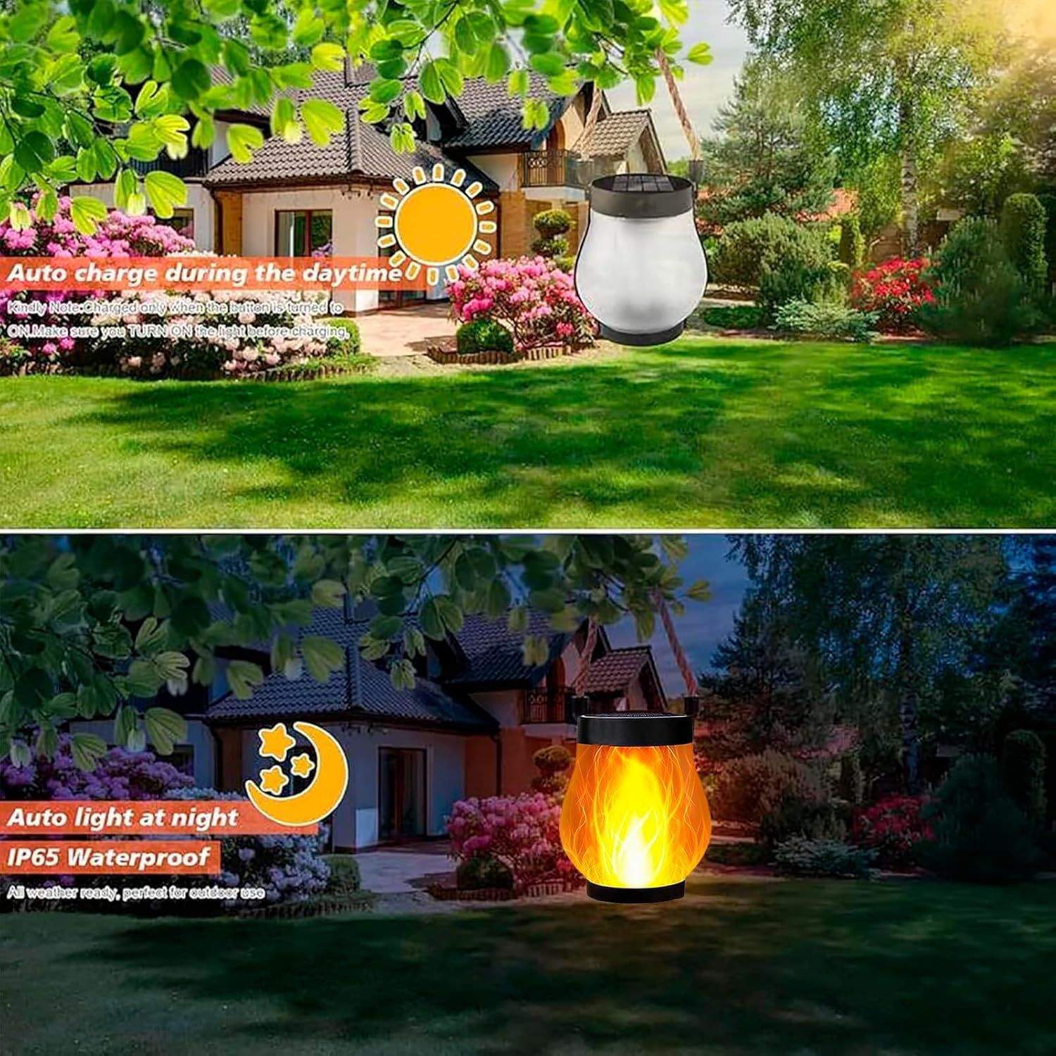 Cross-Border Popular Solar Lantern Outdoor Lamp Dancing Flame Solar Lamp Hemp Rope Hanging Flame Lantern