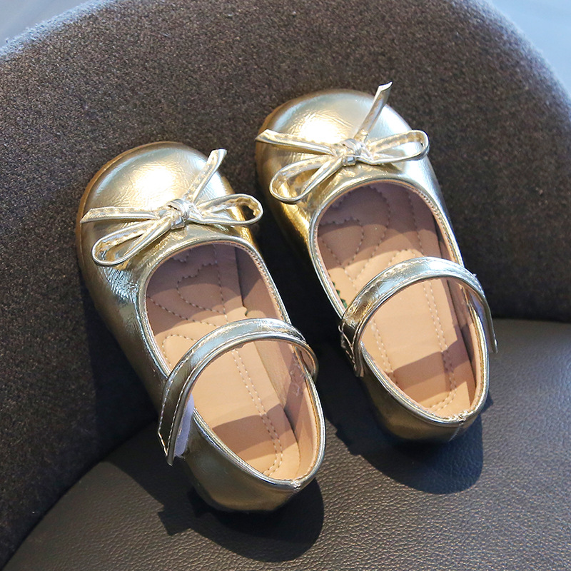 2024 new cross-border small fragrant style Mary Jane girls small leather shoes princess shoes bow baby soft shoes