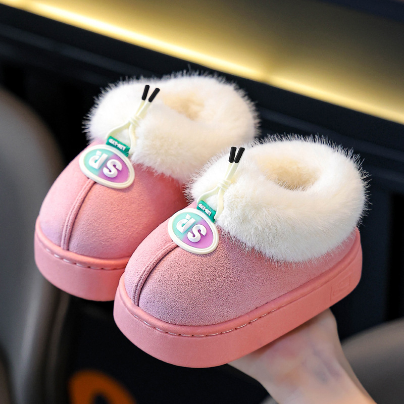 Children's Cotton Slippers for Boys Winter Baby Bag Heel Cartoon Cute Non-Slip Indoor Home Warm Girls Cotton Slippers