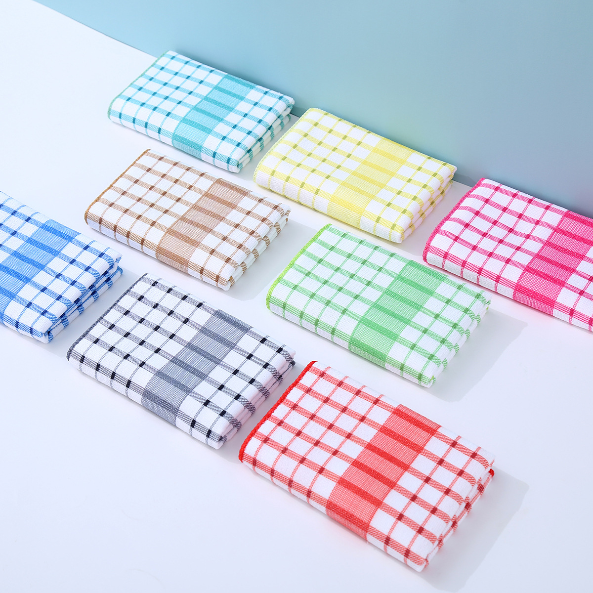 Wholesale Plaid Kitchen Tea Towels Absorbent Kitchen Towels Cross-Border Soft Towels Rags Waffle Labels Dropshipping