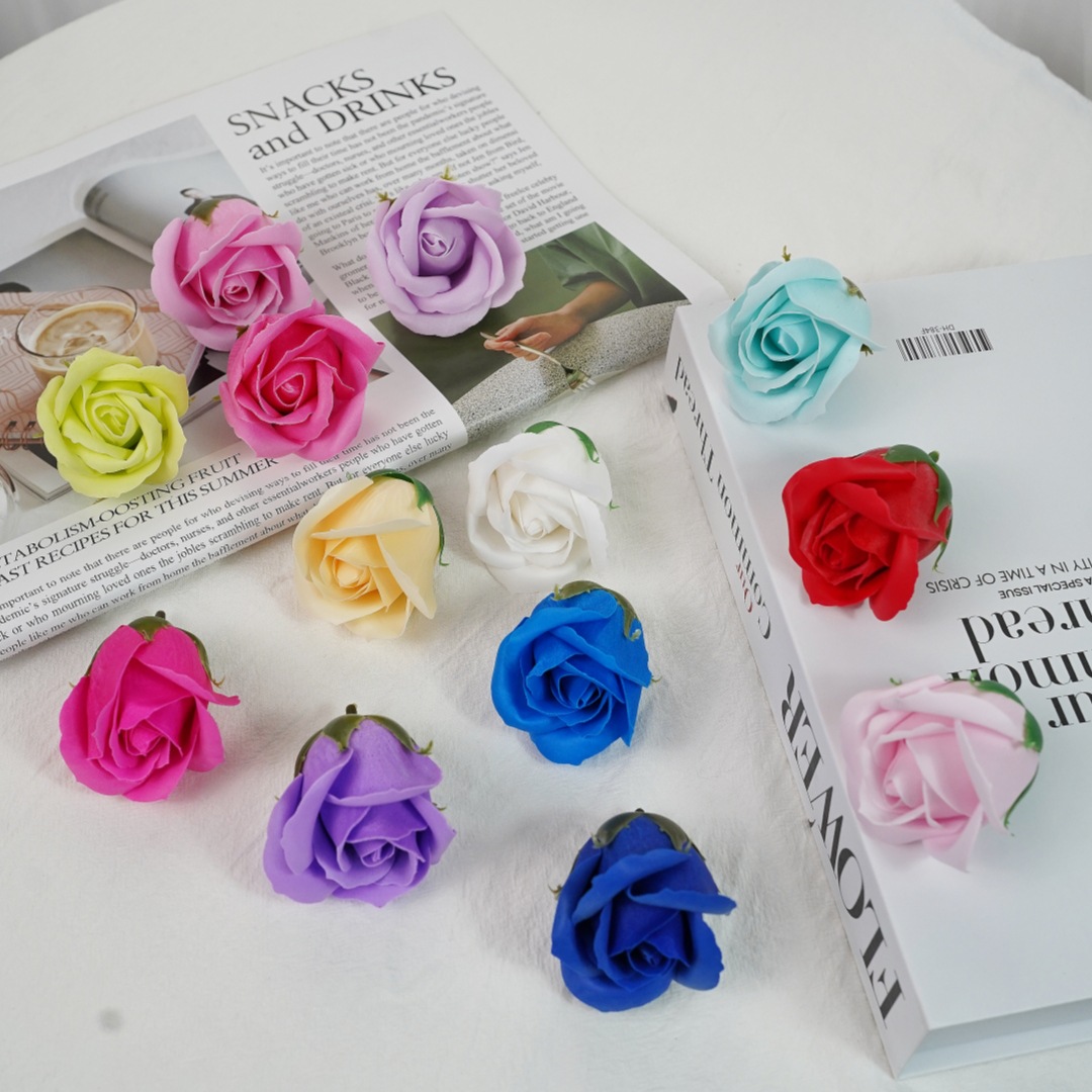 Soap Flower Festival Three-Layer Flower Head Rose Artificial Flower Soap Flower Eternal Flower Five-Layer Manufacturer Bouquet Gift Box
