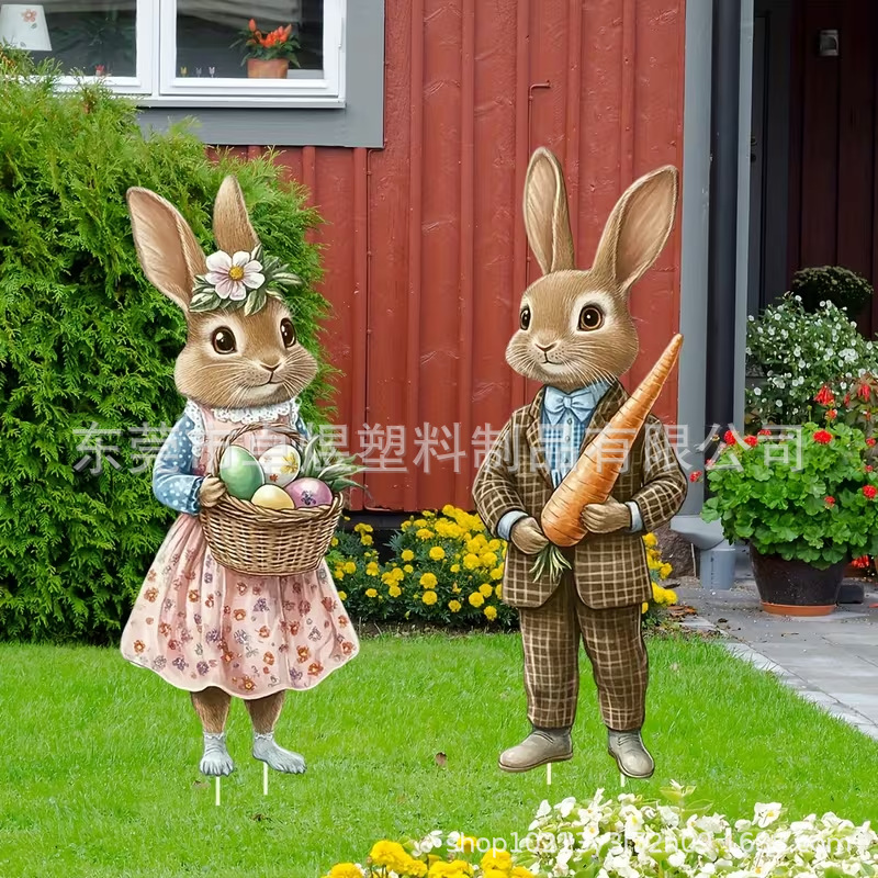 Cross-Border 2026 New Easter Floor Sign Outdoor Courtyard Easter Rabbit Egg Decoration Garden Sign