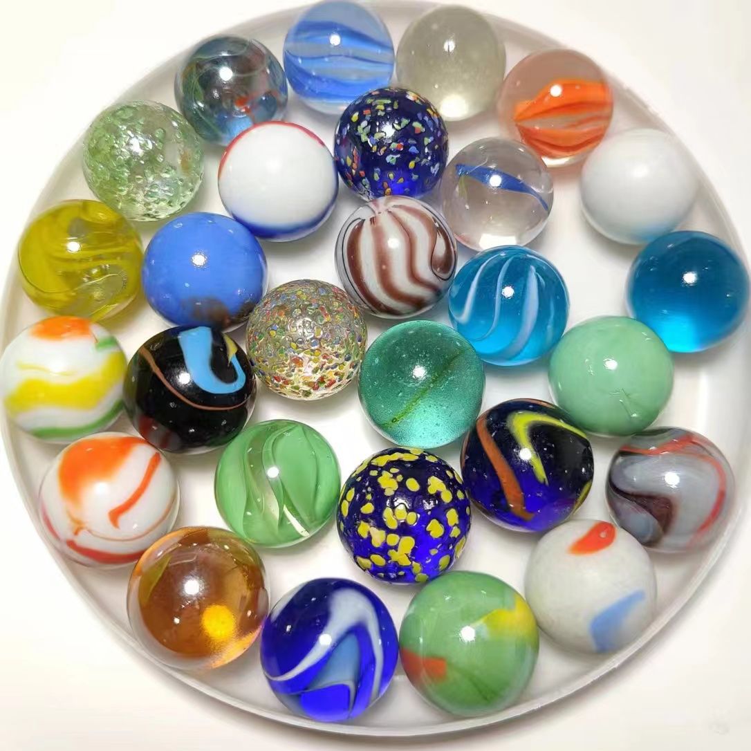 Marbles Colorfulful Colorfulful Beautiful Transparent Pure Colorful Glass Beads 16mm Kidshood Yo-Yo Kindergarten Toys