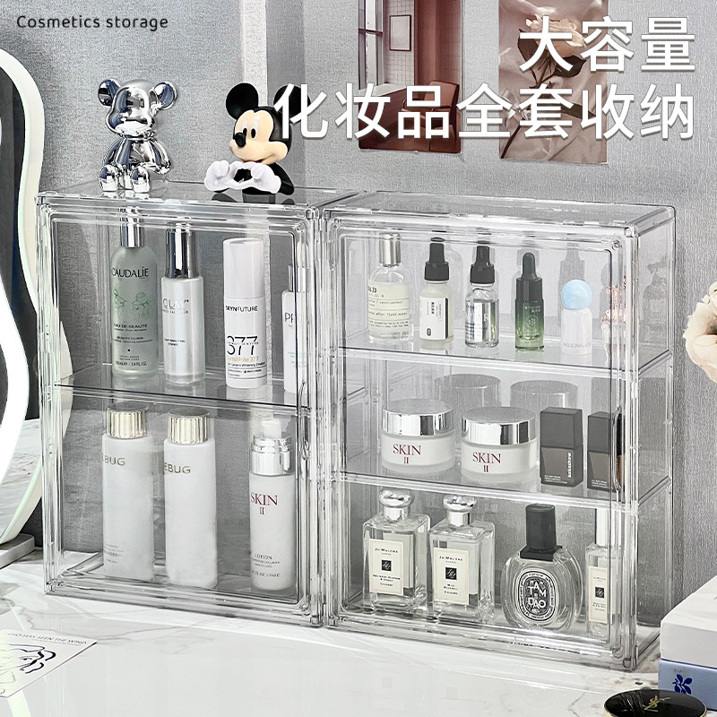 Multifunctional Wall-Mountable and Stackable Magnetic Suction Figure Blind Box High-Transparent Display Cabinet Cosmetics Dust-Proof Storage Box