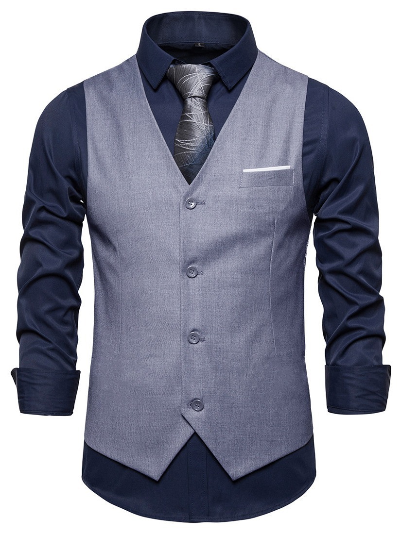 Retro British slim fit men's suit vest casual business professional vest Korean style youth business suit vest