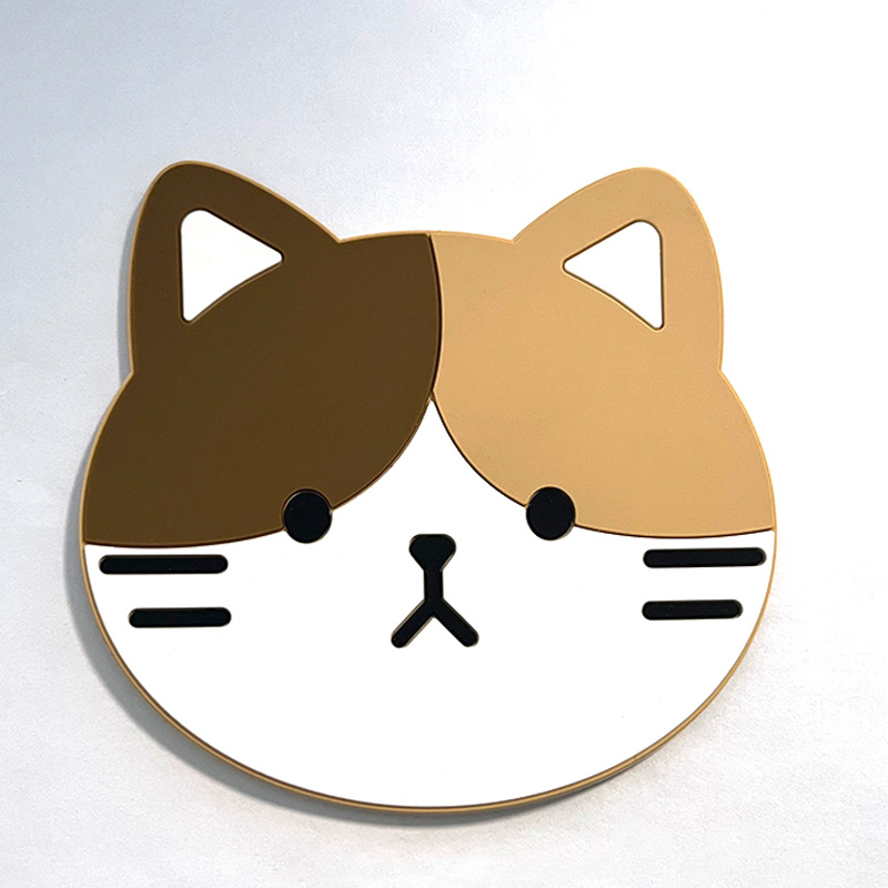 Creative Cute Cat Puppy Coaster Shaped PVC Soft Rubber Heat Insulation Anti-fouling Anti-slip Mat Drawer Desktop Waterproof Mat