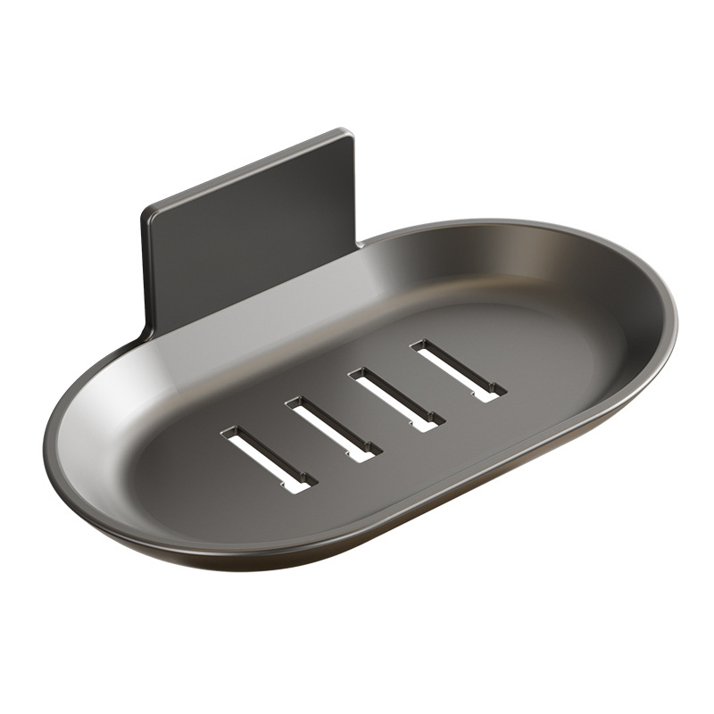 Punch-free Soap Box Wall-mounted Bathroom Space Aluminum Non-draining Household Bathroom Soap Storage Rack