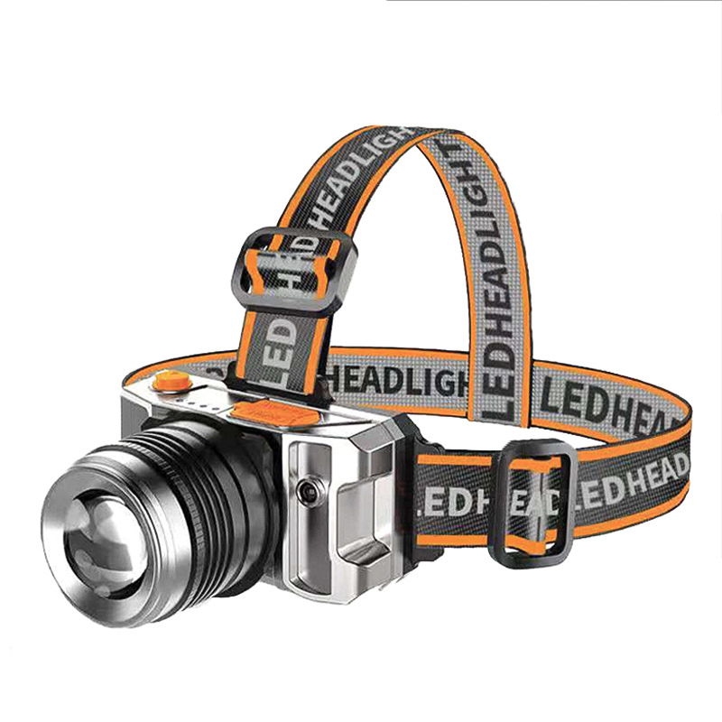 Outdoor Headlights Strong Light long-range USB Charging Zoom Headlights LED Head-mounted Tri-color Dimming Night Fishing Induction Headlights