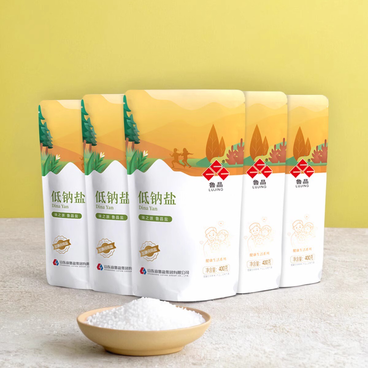 [Official Genuine Product] Lu Jing Low Sodium Salt 400g Non-Iodized Sodium-Reducing and Potassium-Replenishing Edible Salt Seasoning for Middle-Aged and Elderly People