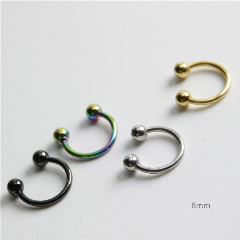 Stainless steel C- shaped horseshoe rod nose ring, earrings, lip studs eyebrow studs for foreign trade, Amazon puncture