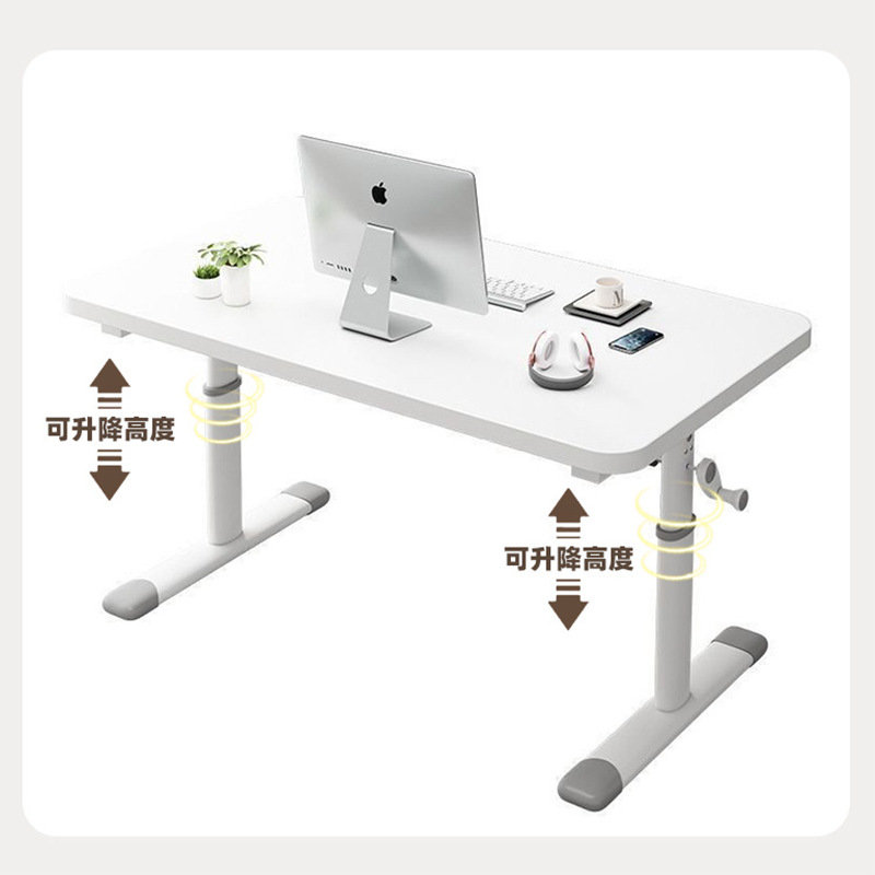 Student Liftable Desk Training Table White Table Simple Dormitory Writing Table Factory Wholesale Hand Lift Table