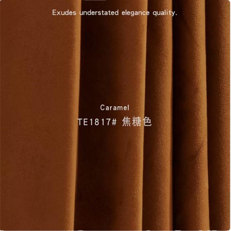 New Retro Living Room Velvet Light Luxury Curtains Simple Orange Velvet Cloth Bedroom Curtains Caramel Color Blackout Cloth