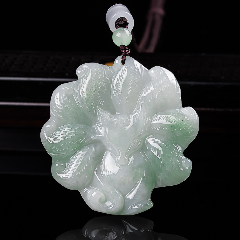 Подвеска из нефрита A, светлого цвета, с девятью хвостами, на удачу и брак, доминирующая, Сейко