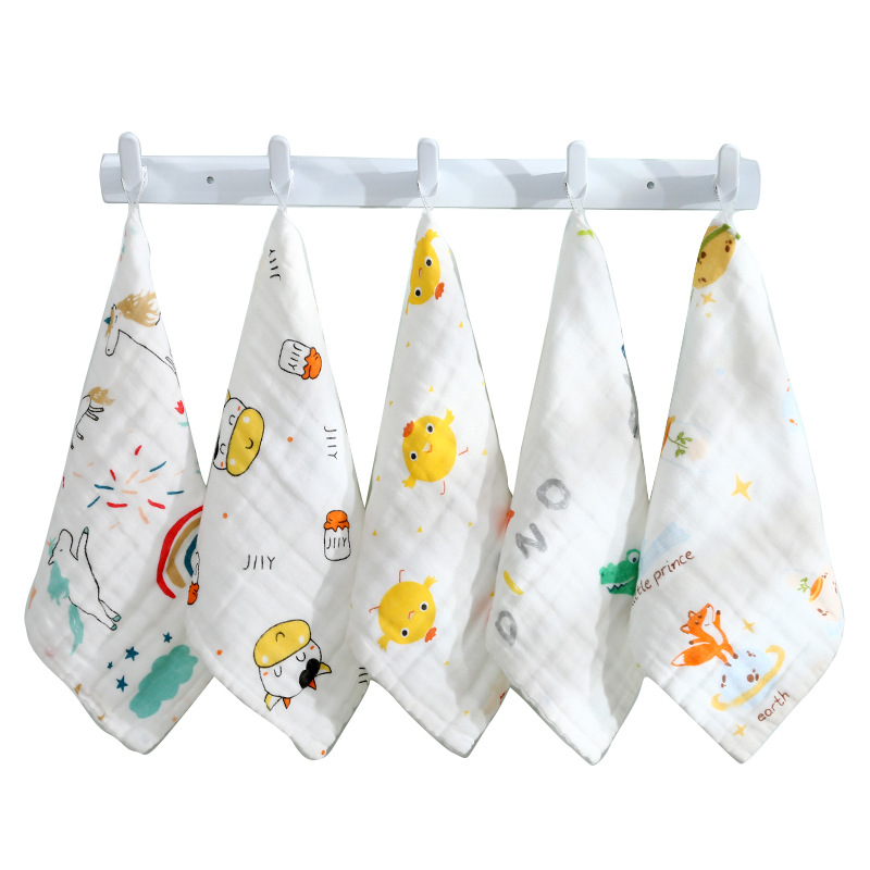 Cotton small square six-layer high density gauze towel newborn baby saliva towel baby wash face towel wholesale