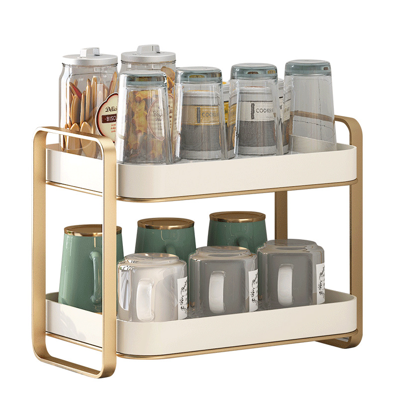 Water Cup Rack for Drying Tea Cup Glass Cup Storage Shelf Double-layer Draining Household Tray Desktop Office