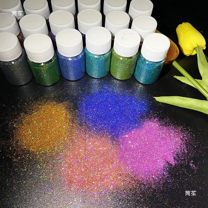 0.1mm Laser Powder Extra Fine Glitter Nail Art Colorful Gold Powder Glue Handmade DIY Material Gradient Printing Glitter Powder