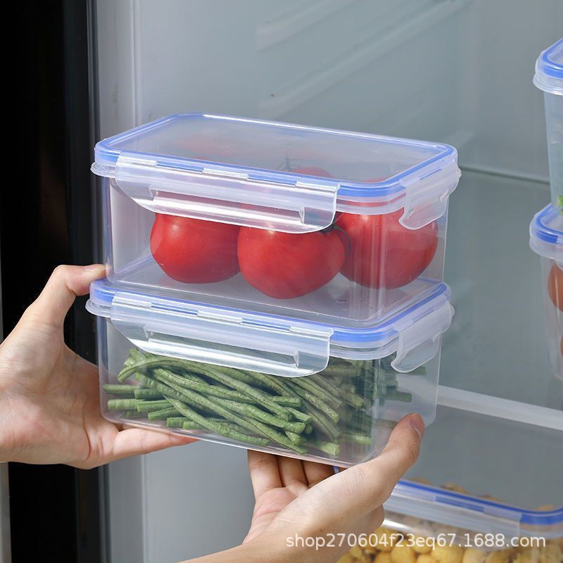 Food Grade Kitchen Refrigerator Preservation Box Microwave Heat Resistant Plastic Lunch Box Fruit Storage Box Rectangular Sealed with Lid