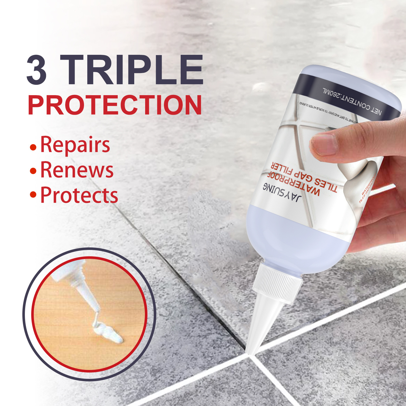 Jaysuing Tile Caulking Agent Kitchen Bathroom Mildew-Proof Floor Tile Caulking Wall Tile Caulking Agent