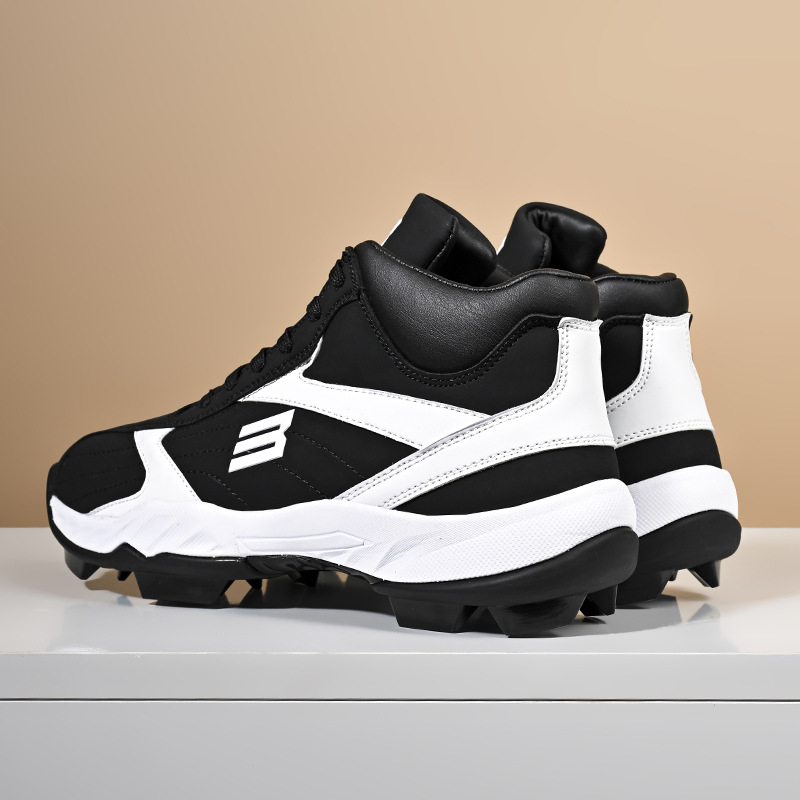 Cross-Border New Large Size American Football League American Baseball Tpu Wear-Resistant Anti-Slip Mid-Top Ankle Protection Plastic Spike Baseball Shoes