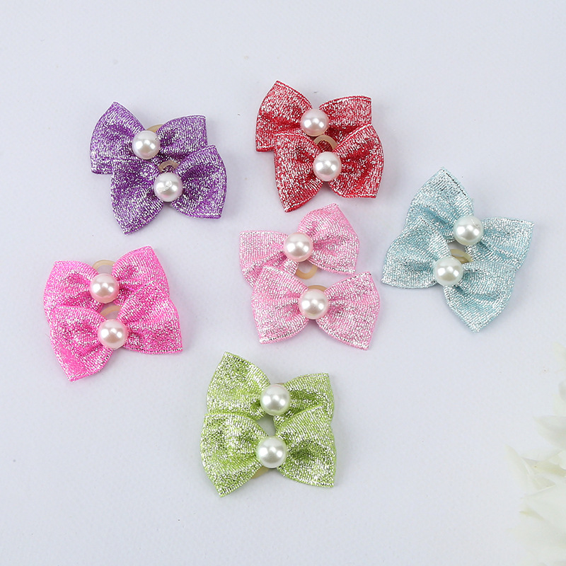 Pet Supplies Pet Bow Leather Strap Hair Ring Dog Hair Flower Teddy Yorkshire Marzis Hair Rope Headwear