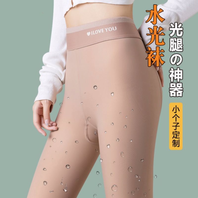 Носки в стиле пети, глянцевые, с эффектом голой ноги, тонкие флисовые колготки на весну и осень, телесные леггинсы с высокой талией для верхней одежды