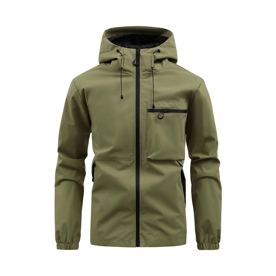 Spring and Autumn New Men's Hooded Cross-Border Casual Waterproof Outdoor Jacket, Windbreaker, Workwear Jacket, Versatile Top