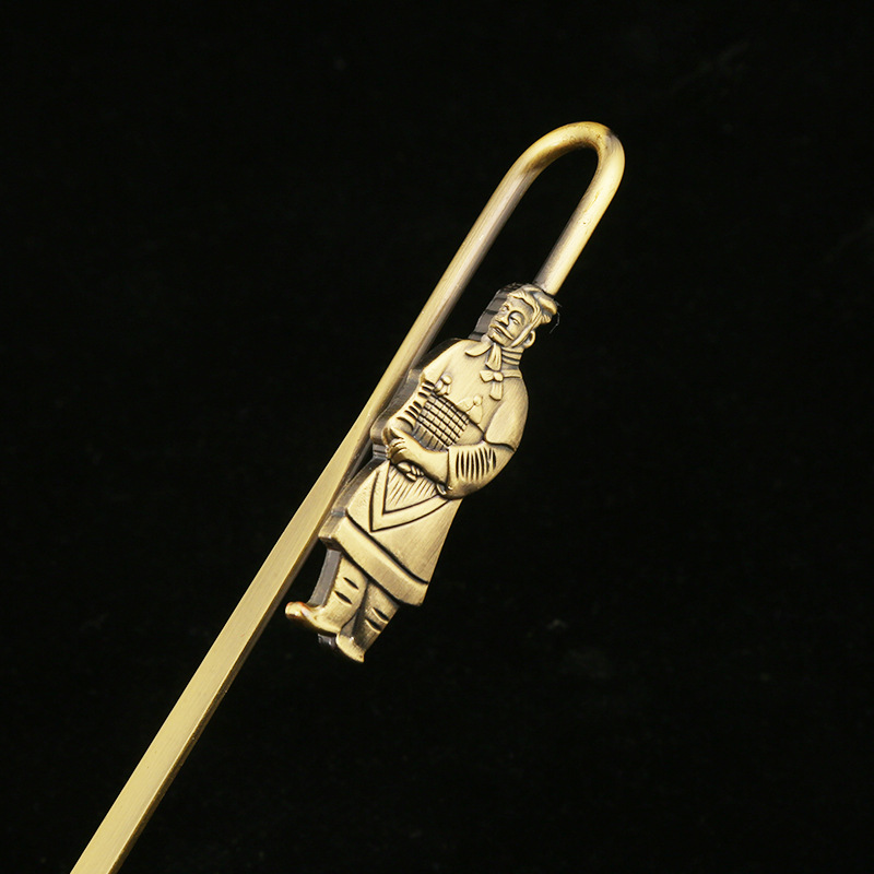 Creative Metal Bookmarks Xi'an Travel Souvenirs with Engraved Bronze Bookmarks, Classical Cultural and Creative Qingxuan Emperor Soldiers and Horses