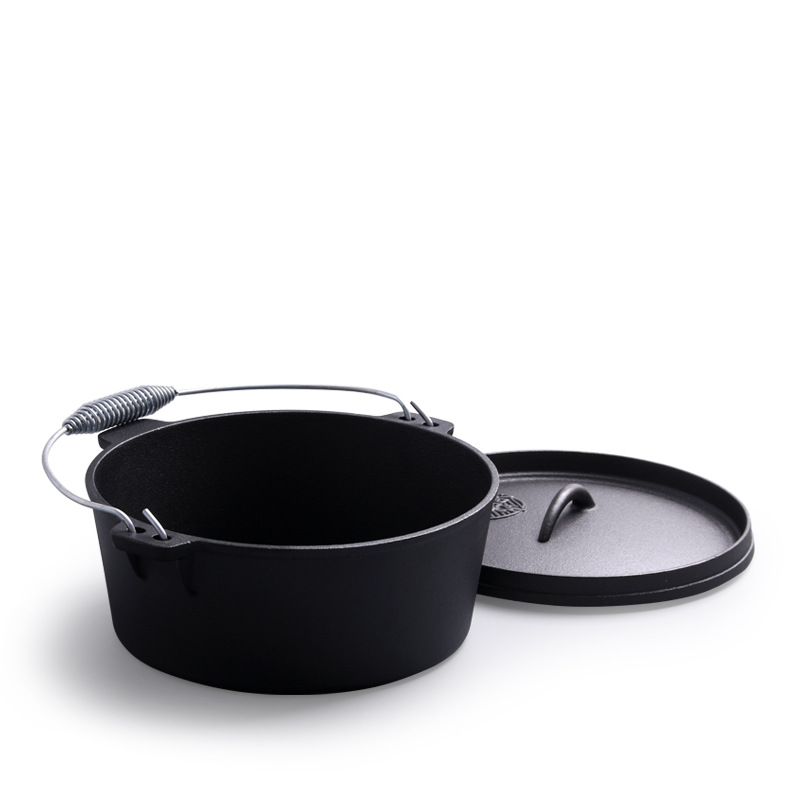 Camping Pot Cast Iron Cookware suit Outdoor Barbecue Oven Outings Stew Soup Pot 545 Thickened Uncoated Household Kitchenware