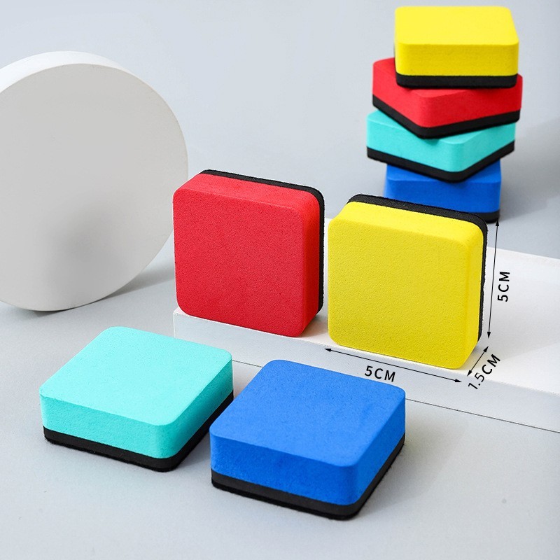 Manufacturer Wholesale Whiteboard Eraser Magnetic Eva Felt Cloth Blackboard Eraser 5*5*1.5 Square Board Eraser Colorful Cross-Border Generation