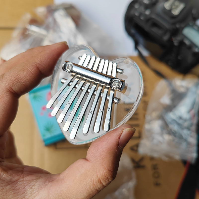 Mini Thumb 8-Tone Mini Calimba Crystal Transparent Five-Finger Portable Beginner's Finger Instrument