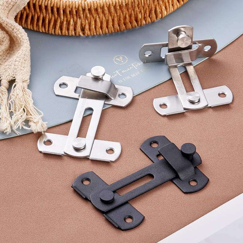 Stainless Steel Door Buckle Household Door Barn Door Latch Pet Cage Door Lock 90 Degree Buckle Sliding Door Right Angle Anti-Theft Lock