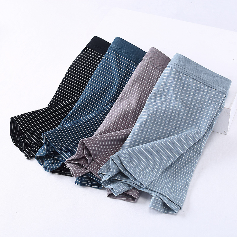 Cotton mid-high waist men's underwear loose plus size breathable men's boxer striped print cotton boxers