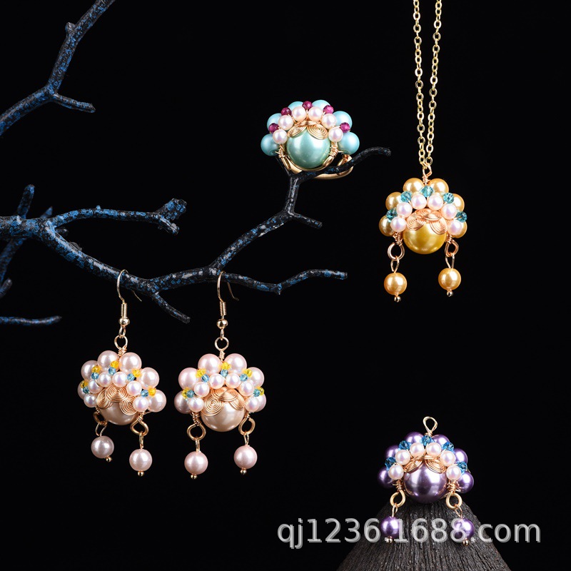 Beizhu Imitation Pearl Dao Ma Dan Necklace Accessories Retro All-match Tang Suit Han Suit National Style Hua Dan Phoenix Crown Jewelry Ring